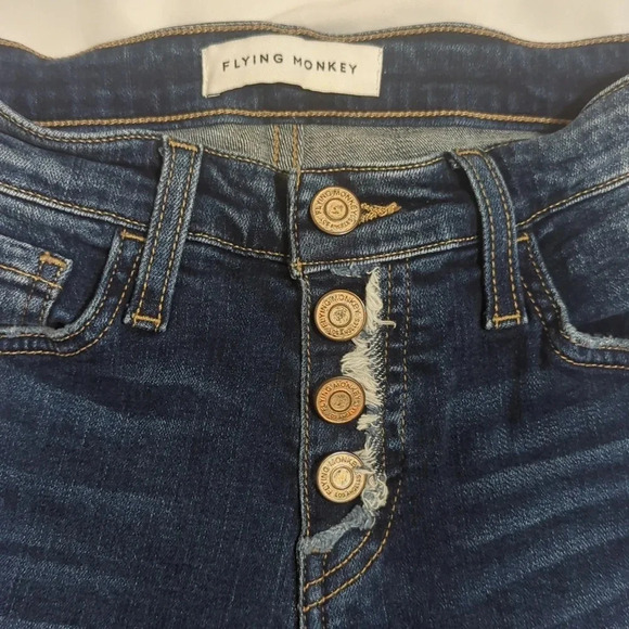 Flying Monkey High Rise Button Fly Skinny Jeans, Color Dark Wash Size 25 - Picture 14 of 15